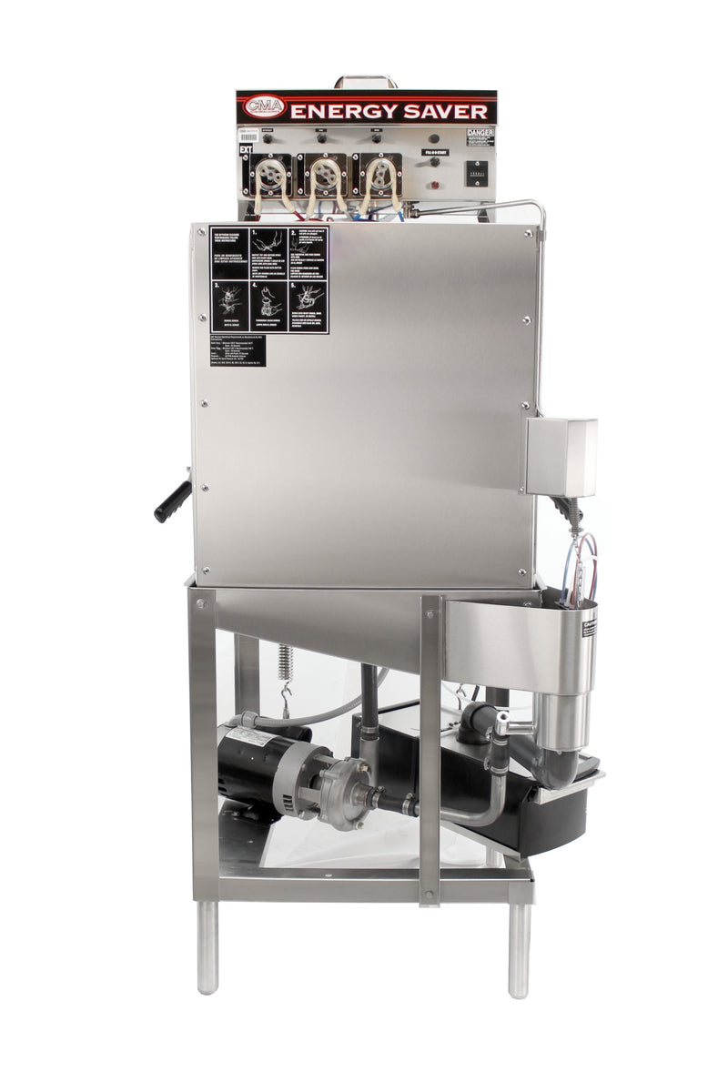 CMA Dishmachines E-3D-EXT 26 In. Low Temperature 3-Door Straight-Thru Dishwasher, 40 Racks/Hour, Power Drain, Built-In Chemical Pumps