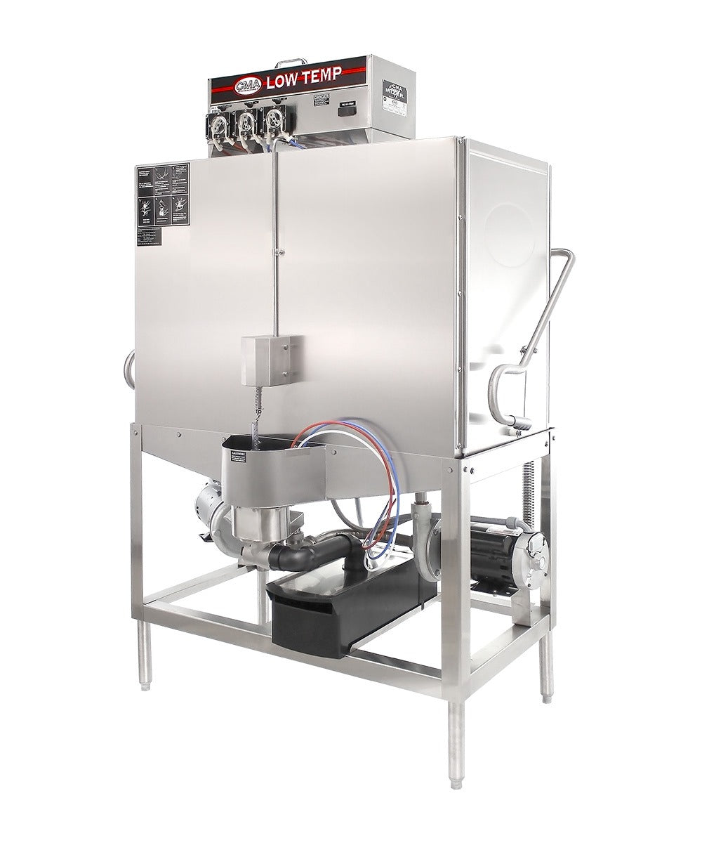 CMA Dishmachines S-B 44 In. Low Temperature Double Rack Pot and Pan Washer, 80 Racks/Hour, Built-In Chemical Pumps
