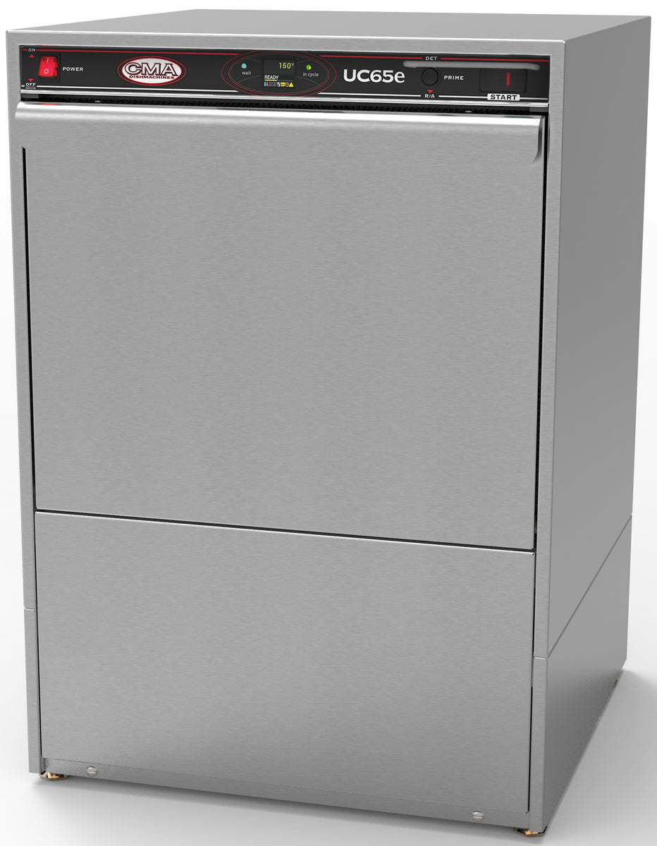 CMA Dishmachines UC65E 24 In. High Temperature Undercounter Dishwasher, 30 Racks/Hour, 4 kW Booster Heater, LCD Display