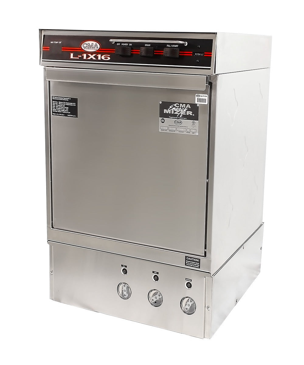 CMA Dishmachines L-1X16 24 In. Low Temperature Undercounter Dishwasher, 16 In. Door Opening, 30 Racks/Hour, Sustainer Heater