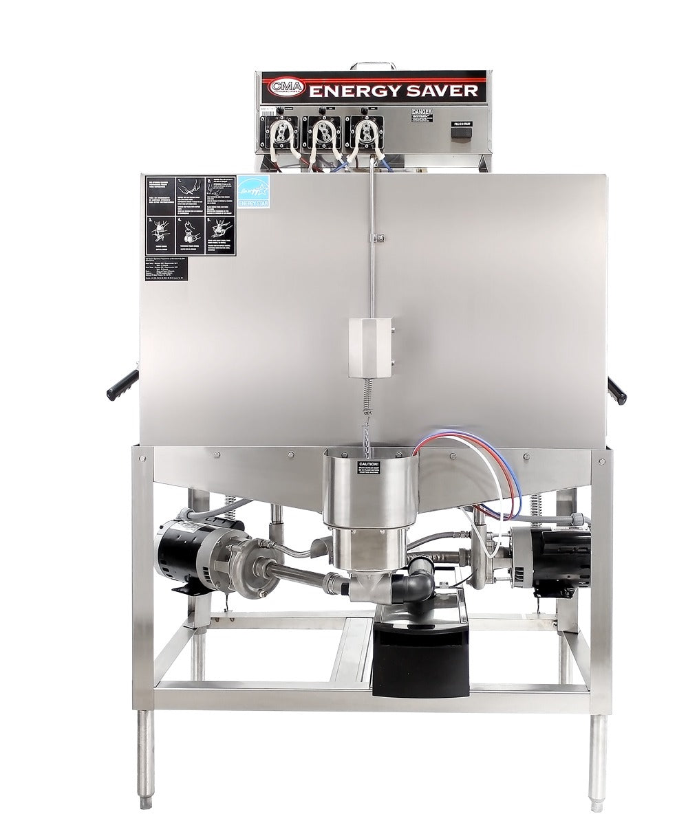 CMA Dishmachines B 44 In. Low Temperature Double Rack Door Type Dishwasher, 80 Racks/Hour, Built-In Chemical Pumps