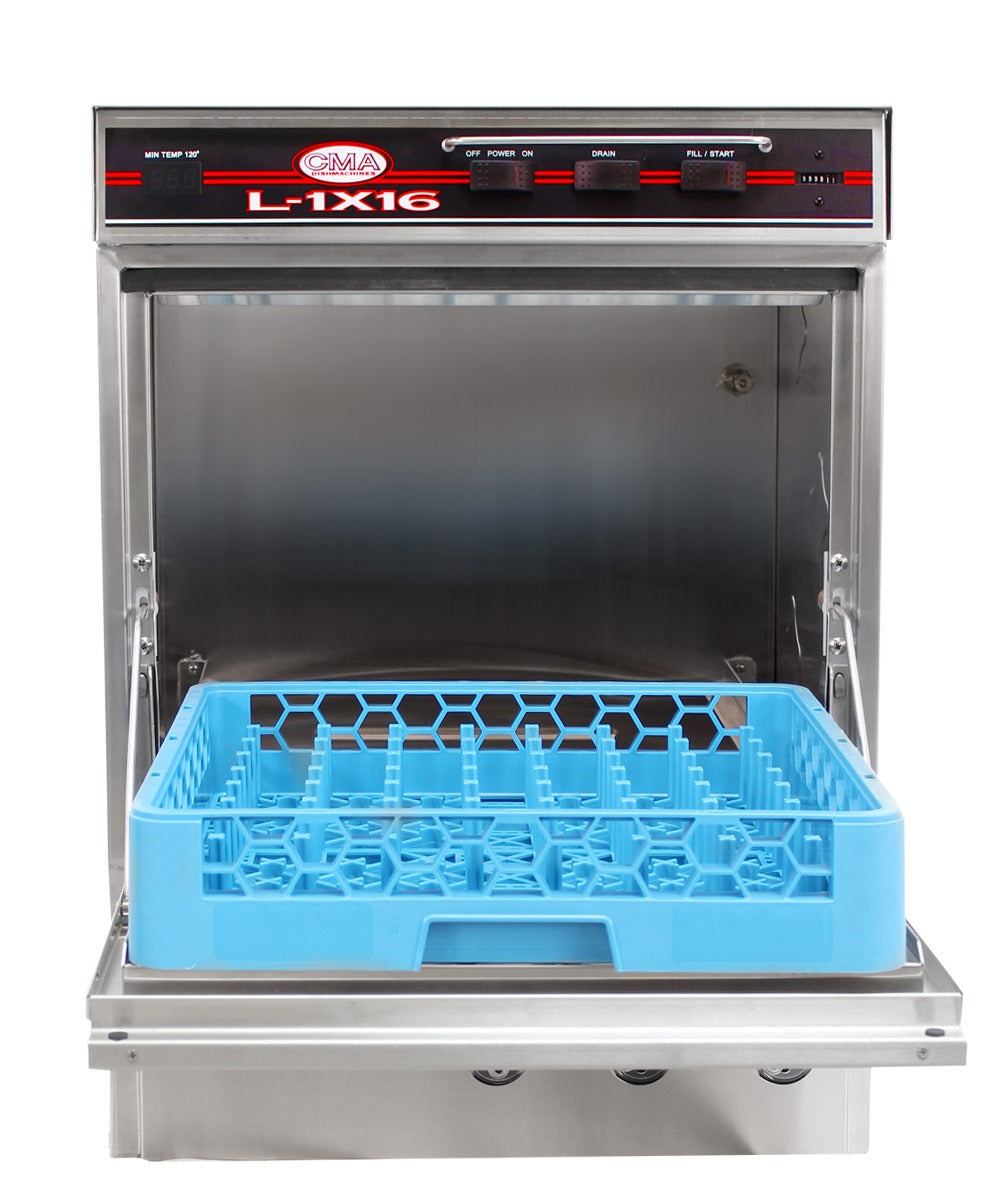 CMA Dishmachines L-1X16 24 In. Low Temperature Undercounter Dishwasher, 16 In. Door Opening, 30 Racks/Hour, Sustainer Heater
