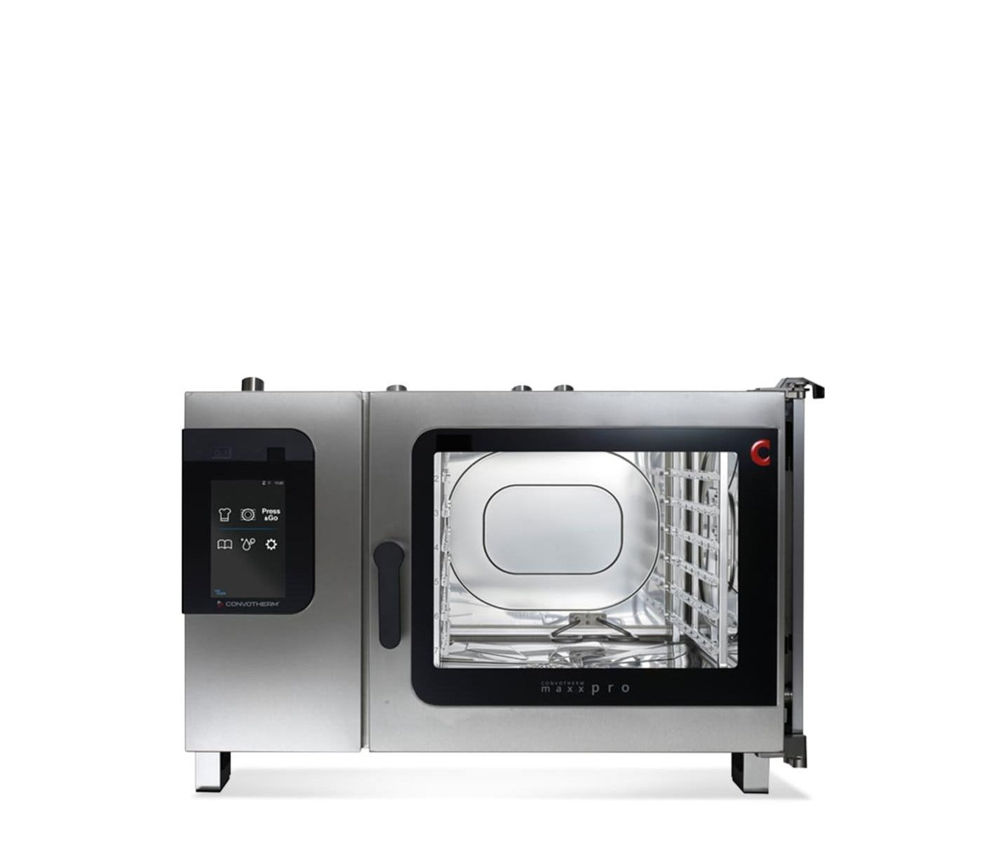 Convotherm K12 C4 ET 6.20GS-N ON 6.20GS-N DD STACK 44 In. Gas Double-Stacked Combi Oven K-12 School Package, Spritzer Steam, Disappearing Doors, (28) 12 x 20 In. Pan Capacity, easyTouch Controls