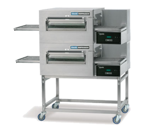 Lincoln 1180-FB2G Double Stack Impinger II Gas Conveyor Oven Package, FastBake, easyTouch Controls, Stand with Casters