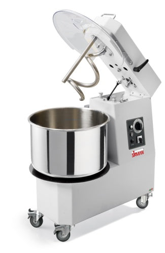 Sirman 40875766 Hercules 50 TA Timer 55 Qt Spiral Dough Mixer, Lift Head, Removable Bowl