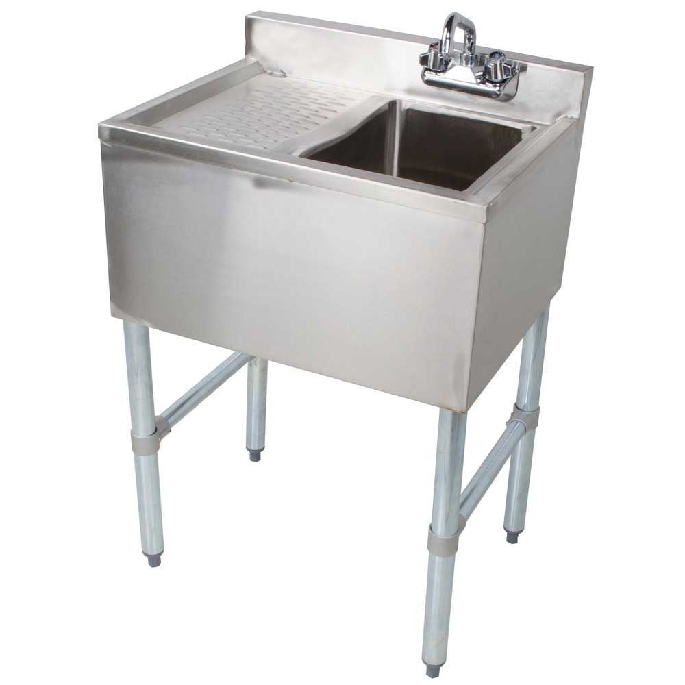 Prepline PBAR1B24-L 24" S/S 1 Comp Bar Sink with 3" Backsplash with Left Drainboard