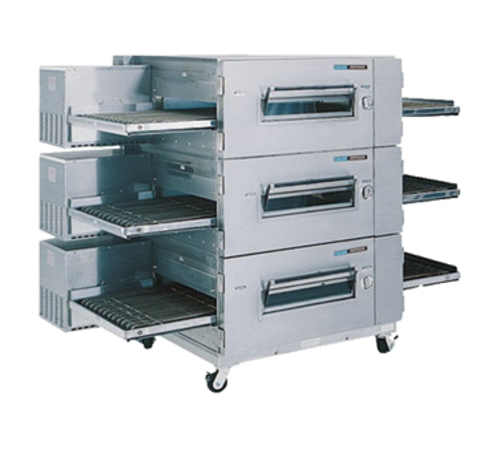 Lincoln 1600-FB3G Triple Stack Impinger Low Profile Gas Conveyor Oven Package, FastBake, Digital Controls, Low Stand with Casters