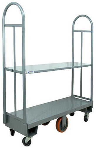 Omcan 44680 16 x 48 In. Steel U-Boat Utility Cart, 1500 lb Capacity, Diamond-Plate Deck