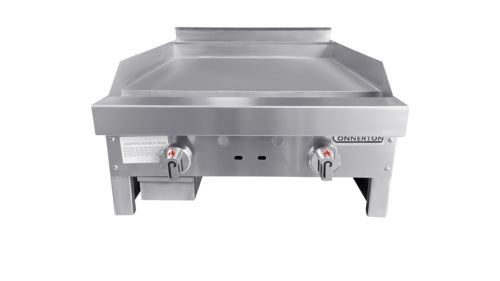 Connerton CG-24-M 24 In. Gas Countertop Manual Griddle, 2 Burners, 60,000 BTU, 1 In. Polished Steel Plate
