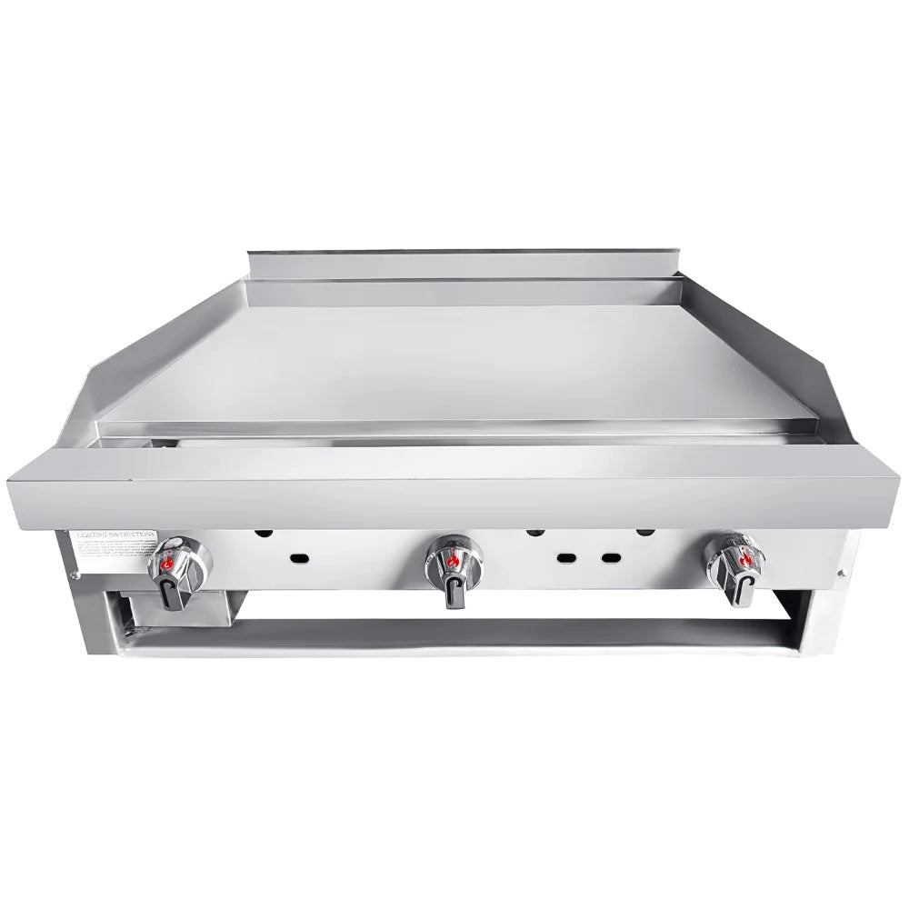 Connerton CG-36-M 36 In. Gas Countertop Manual Griddle, 3 Burners, 90,000 BTU, 1 In. Polished Steel Plate