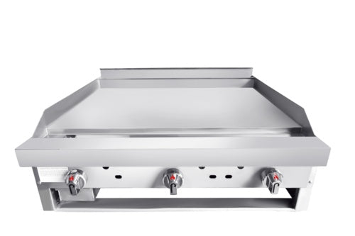 Connerton CG-36-M 36 In. Gas Countertop Manual Griddle, 3 Burners, 90,000 BTU, 1 In. Polished Steel Plate