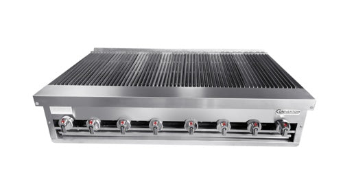 Connerton CRB-48 48 In. Countertop Gas Radiant Charbroiler, 8 Burners, 160,000 BTU, Cast Iron Grates, Welded #304 Stainless