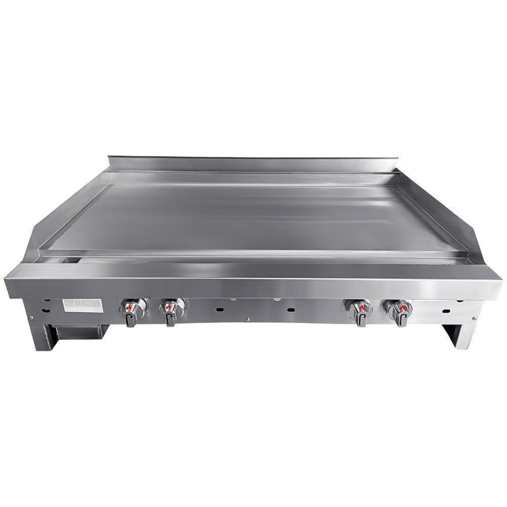 Connerton CG-48-T 48 In. Gas Countertop Thermostatic Griddle, 4 Thermostats, 120,000 BTU, 1 In. Polished Steel Plate