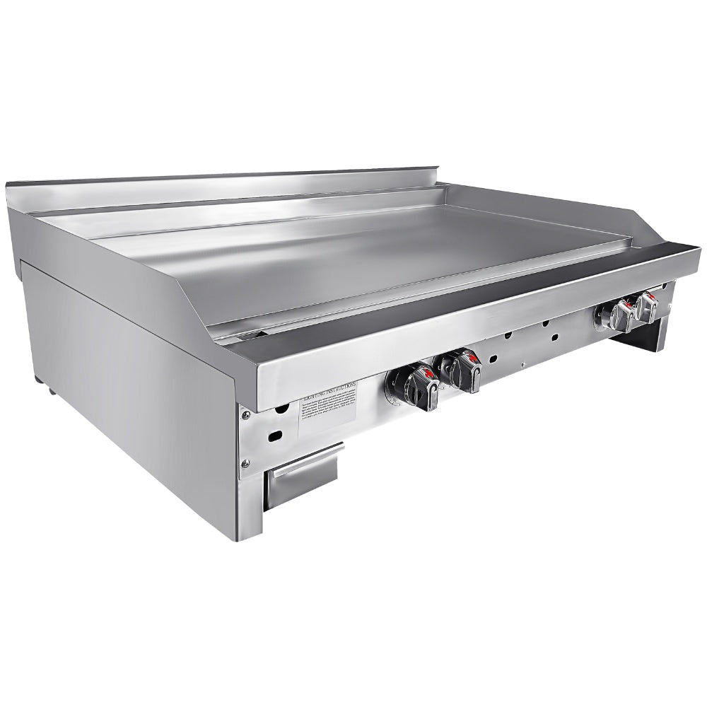 Connerton CG-48-T 48 In. Gas Countertop Thermostatic Griddle, 4 Thermostats, 120,000 BTU, 1 In. Polished Steel Plate