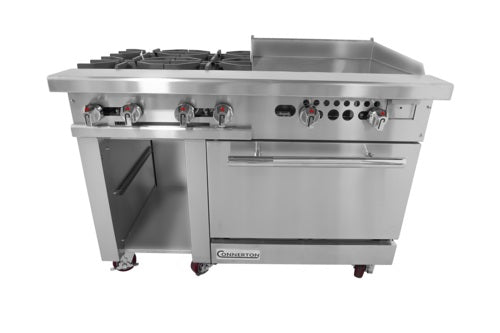 Connerton CN48-4-24G 48 In. Gas Range With Griddle Top, 4 Open Burners, 24 In. Griddle, 35,000 BTU Oven