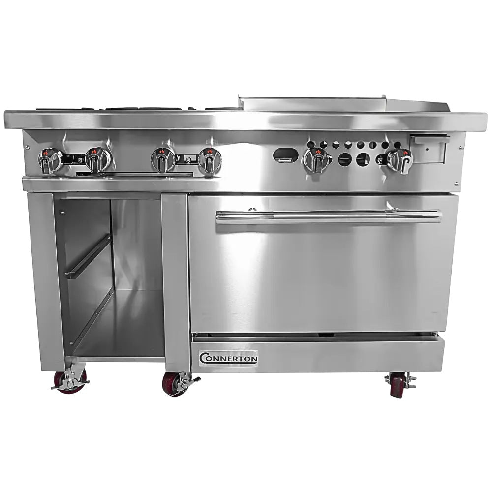 Connerton CN48-4-24G 48 In. Gas Range With Griddle Top, 4 Open Burners, 24 In. Griddle, 35,000 BTU Oven