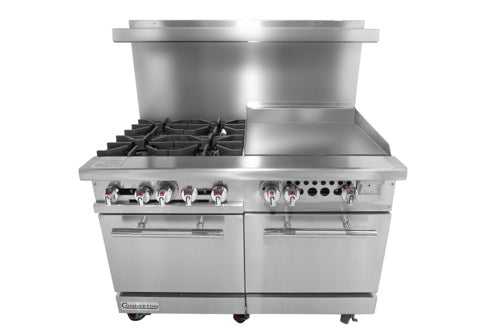 Connerton CN48-4-24G-2OV 48 In. Gas Range With Griddle Top, 4 Open Burners, 24 In. Griddle, 2 Ovens