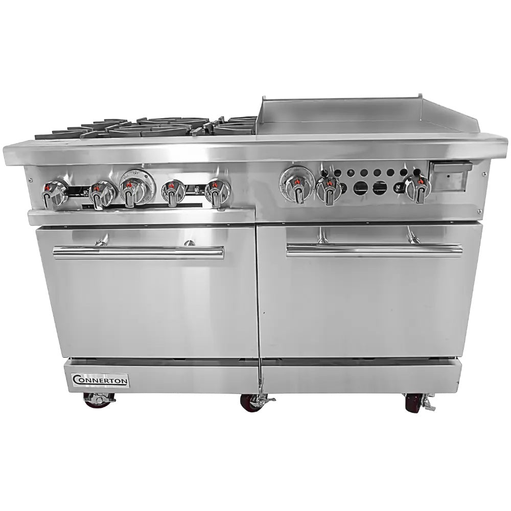 Connerton CN48-4-24G-2OV 48 In. Gas Range With Griddle Top, 4 Open Burners, 24 In. Griddle, 2 Ovens