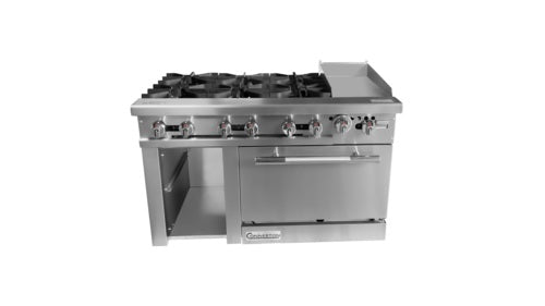 Connerton CN48-6-12G 48 In. Gas Range With Griddle Top, 6 Open Burners, 12 In. Griddle, 35,000 BTU Oven