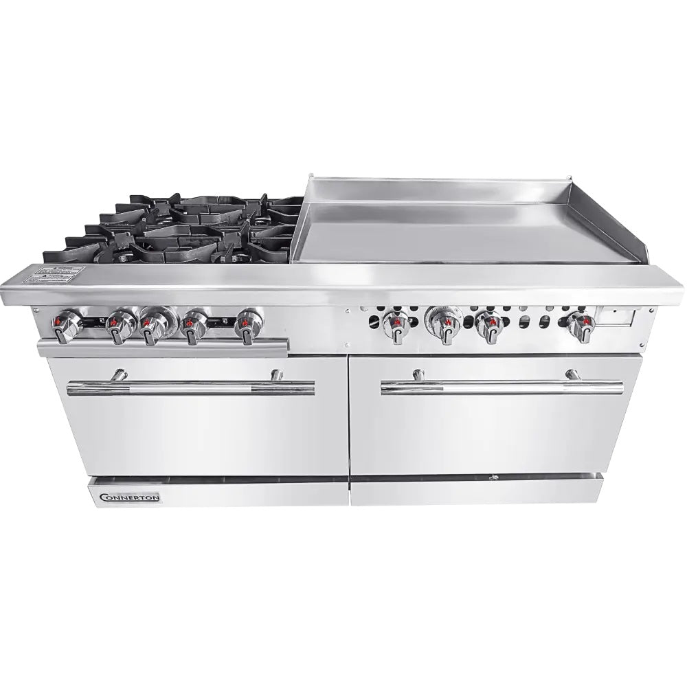 Connerton CN60-4-36G 60 In. Gas Range With Griddle Top, 4 Open Burners, 36 In. Griddle, 2 Ovens
