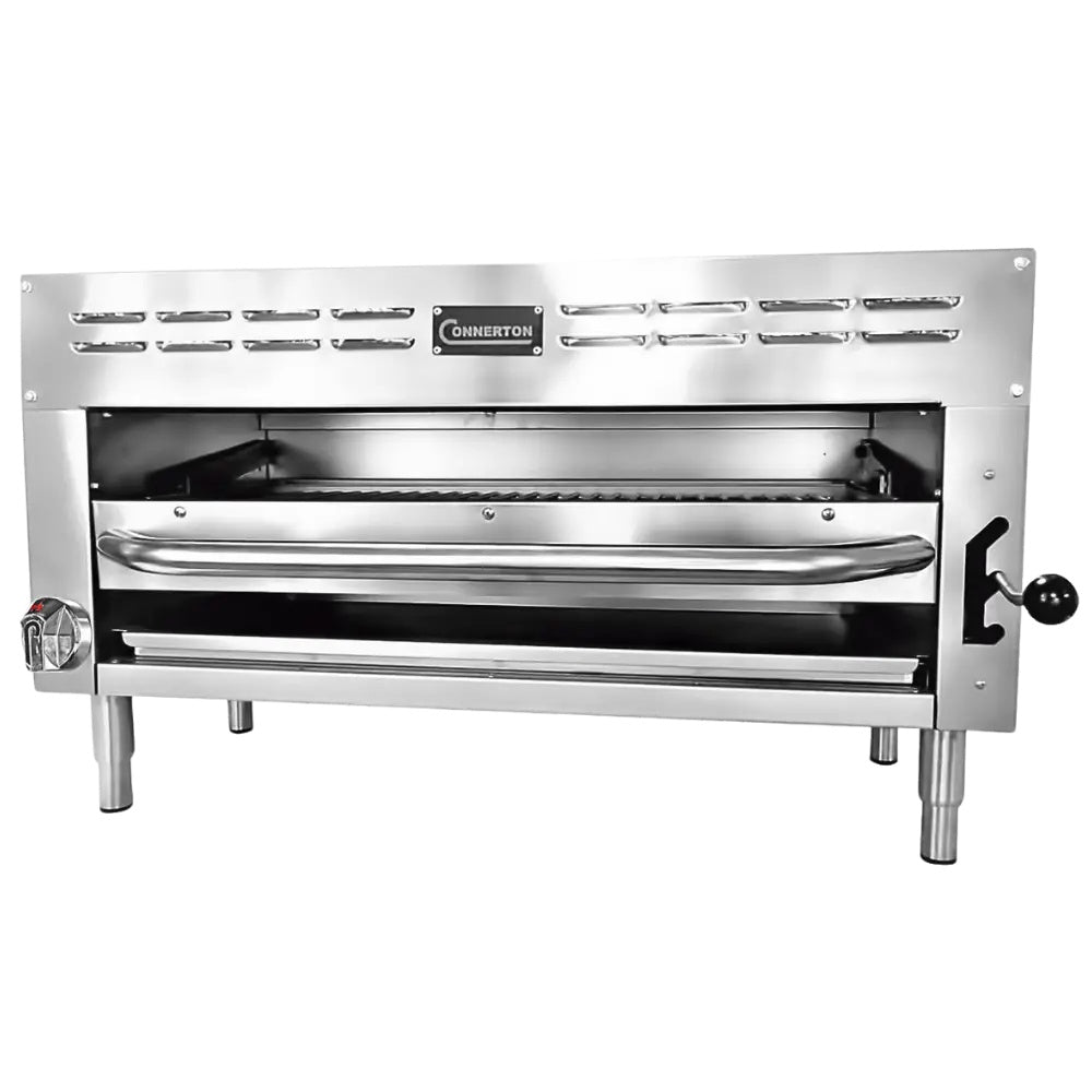 Connerton CN-SM-36 36 In. Gas Salamander Broiler, 35,000 BTU Infrared Ceramic Burner, Crank-Adjusted Chrome Rack, Standing Pilot