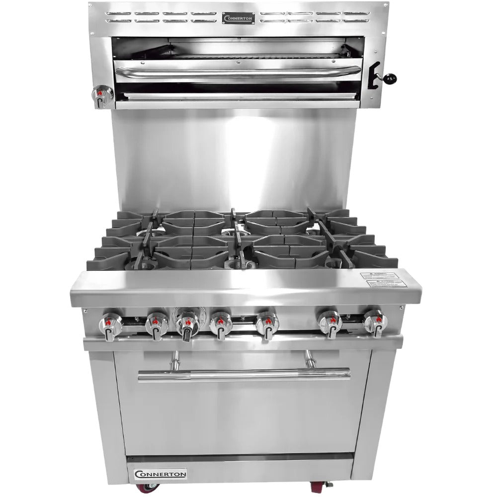 Connerton CN-SM-36 36 In. Gas Salamander Broiler, 35,000 BTU Infrared Ceramic Burner, Crank-Adjusted Chrome Rack, Standing Pilot