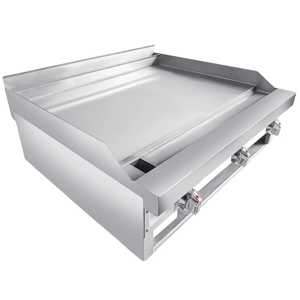 Connerton CG-36-M 36 In. Gas Countertop Manual Griddle, 3 Burners, 90,000 BTU, 1 In. Polished Steel Plate