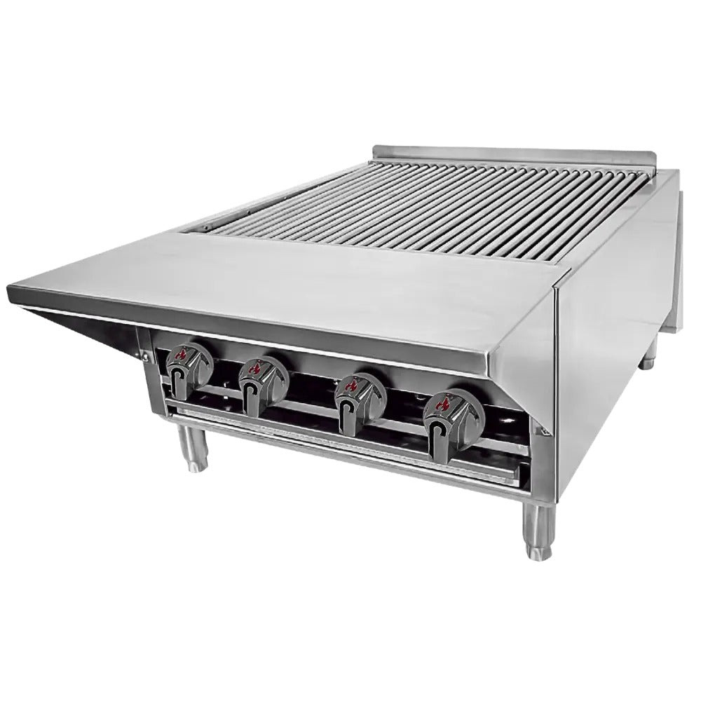 Connerton CRB-24 24 In. Countertop Gas Radiant Charbroiler, 4 Burners, 80,000 BTU, Cast Iron Grates, Welded #304 Stainless
