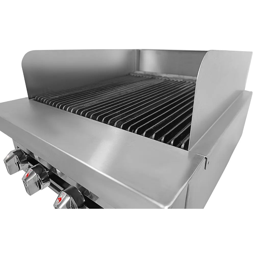 Connerton CRB-24 24 In. Countertop Gas Radiant Charbroiler, 4 Burners, 80,000 BTU, Cast Iron Grates, Welded #304 Stainless