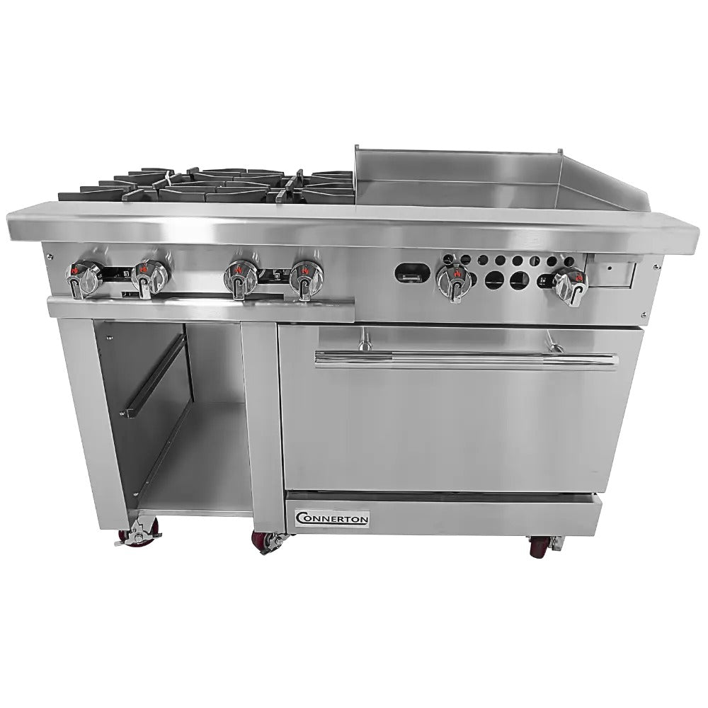 Connerton CN48-4-24G 48 In. Gas Range With Griddle Top, 4 Open Burners, 24 In. Griddle, 35,000 BTU Oven