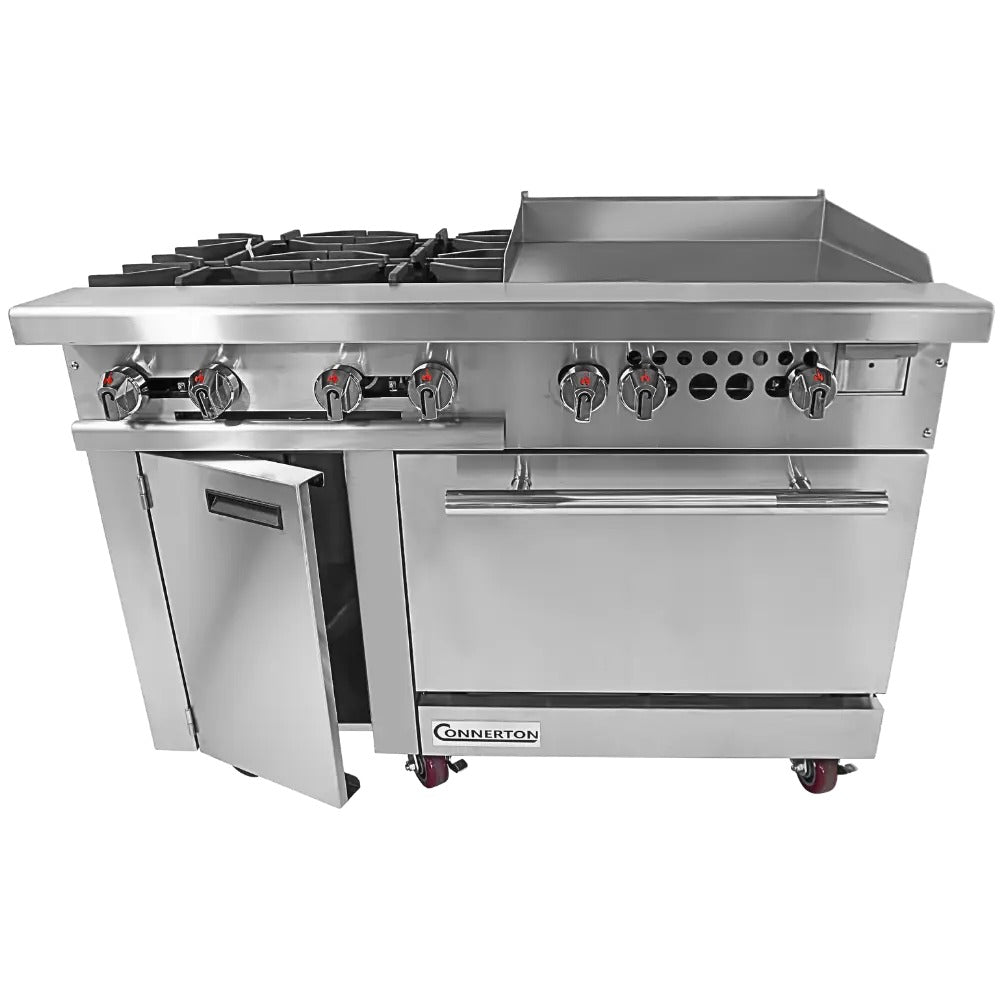 Connerton CN48-4-24G 48 In. Gas Range With Griddle Top, 4 Open Burners, 24 In. Griddle, 35,000 BTU Oven