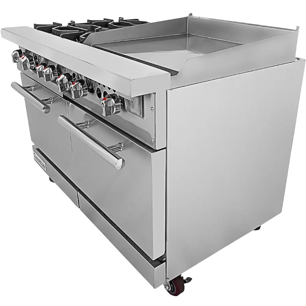 Connerton CN48-4-24G-2OV 48 In. Gas Range With Griddle Top, 4 Open Burners, 24 In. Griddle, 2 Ovens