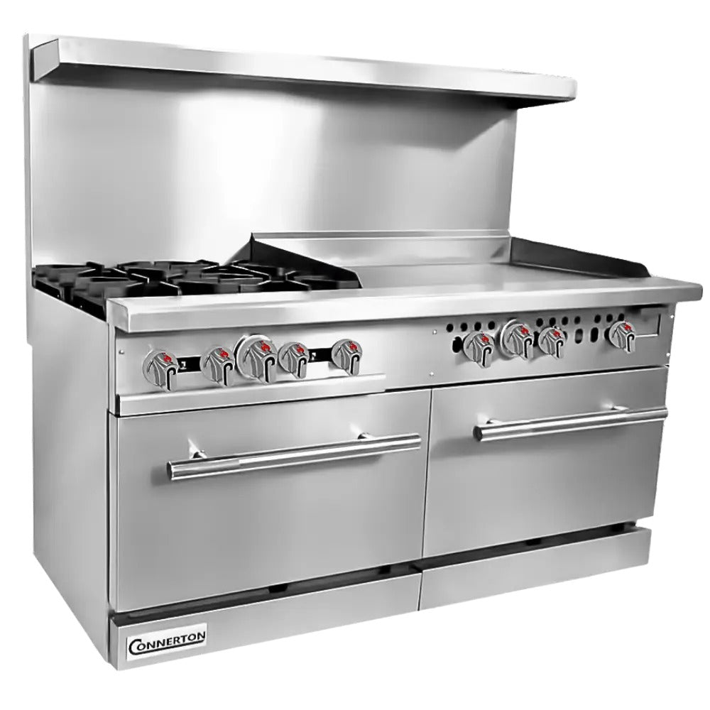 Connerton CN60-4-36G 60 In. Gas Range With Griddle Top, 4 Open Burners, 36 In. Griddle, 2 Ovens