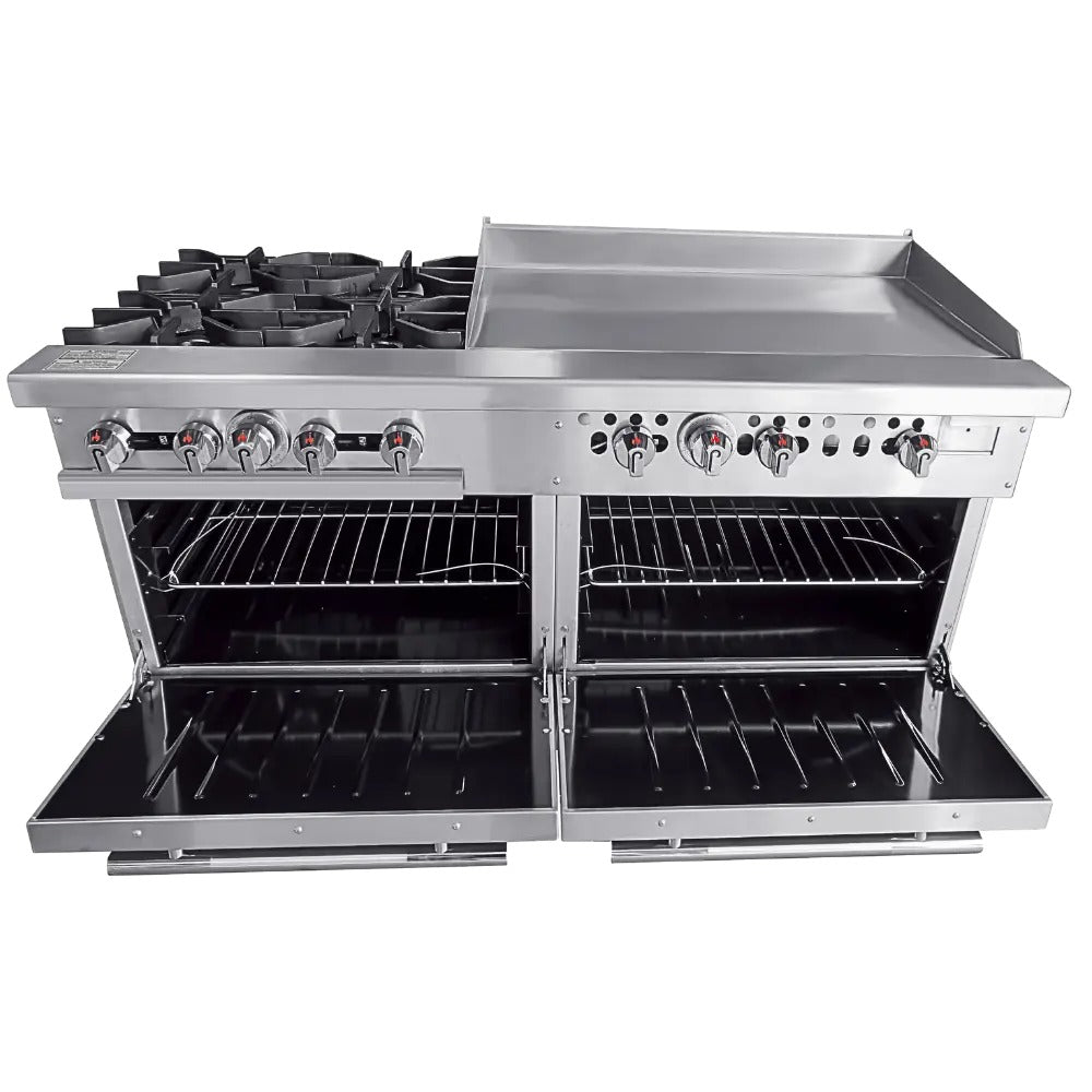 Connerton CN60-4-36G 60 In. Gas Range With Griddle Top, 4 Open Burners, 36 In. Griddle, 2 Ovens