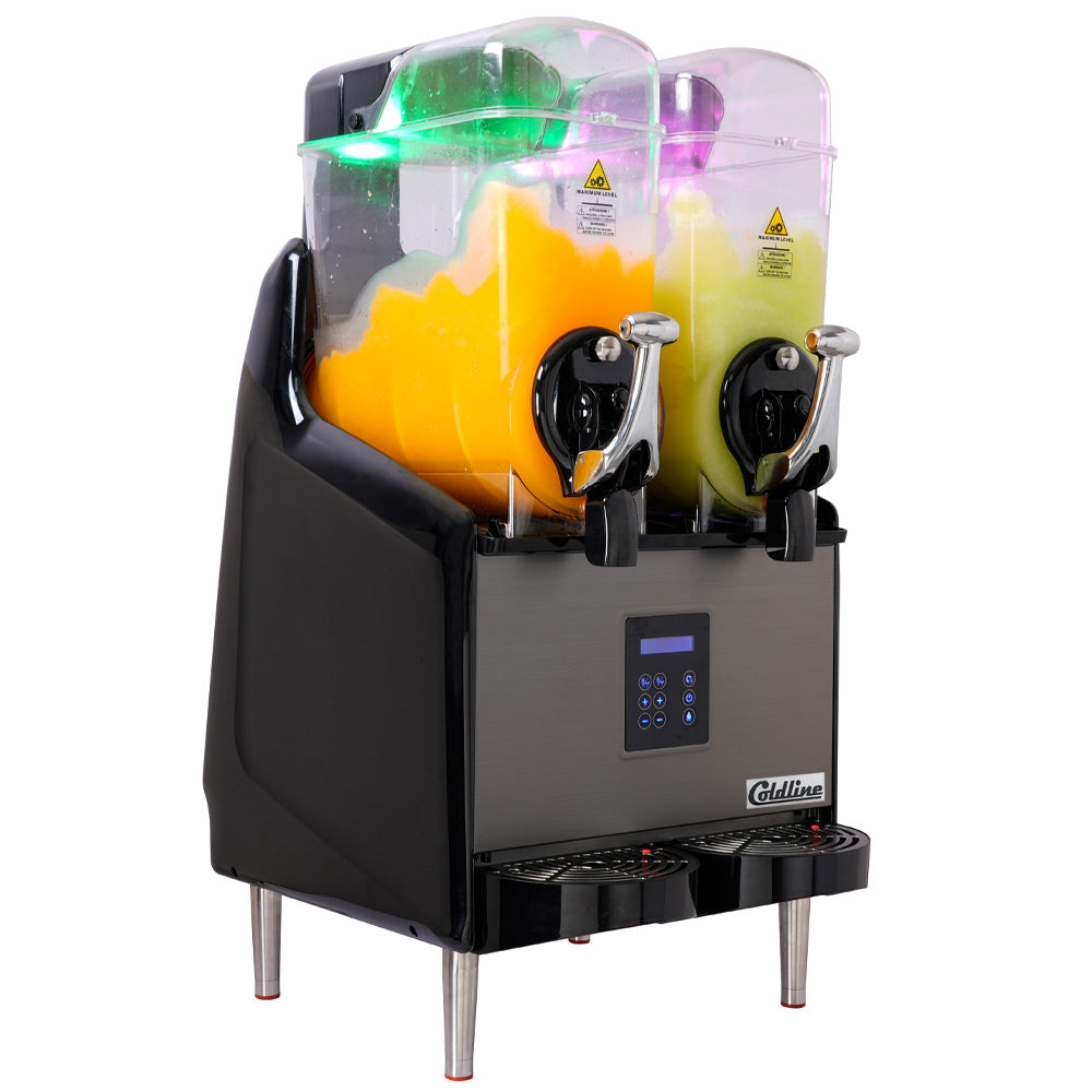 Coldline GRANITA-2X 20" Double 6.4 Gallon Pourover Granita Slush Machine for Alcoholic Frozen Drinks, Digital Control, Quick Defrost