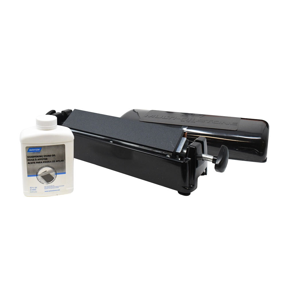 Omcan 10977 19 Inch Norton Multi-Oil Sharpening Stone Set, Three Stones with Oil and Lid