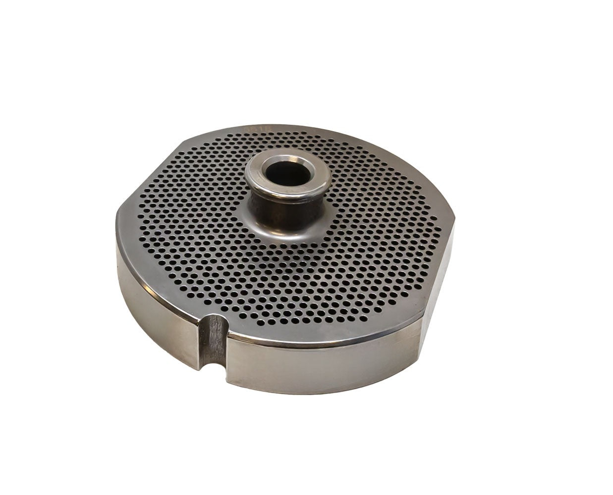 Omcan 11183 1/8 in Hole #56 Machine Plate with Hub, Hard Stainless Steel, One Notch and Two Flat Sides