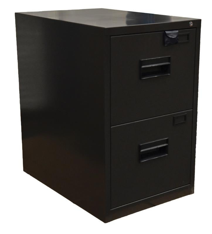 Omcan 13073 18 In. Vertical Filing Cabinet, Two Legal-Format Drawers, Charcoal Black
