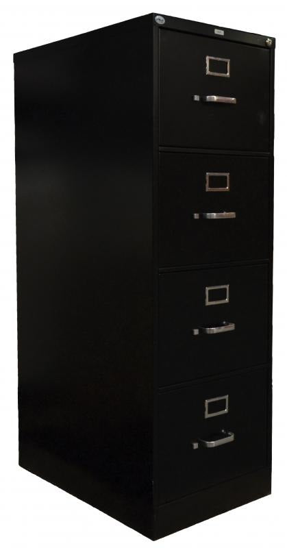 Omcan 13074 18 In. Vertical Filing Cabinet, Four Legal-Format Drawers, Charcoal Black