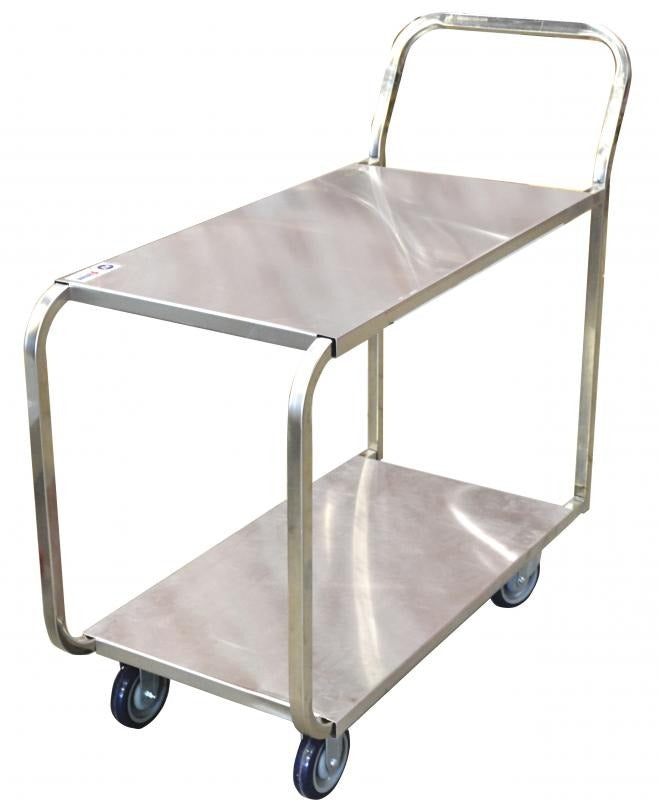 Omcan 13118 44 In. Stainless Steel Stock Cart, 700 lb Capacity, Two Solid Shelves