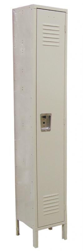 Omcan 13124 12 In. Single Tier Steel Locker, Beige, Full-Height Compartment, Knockdown