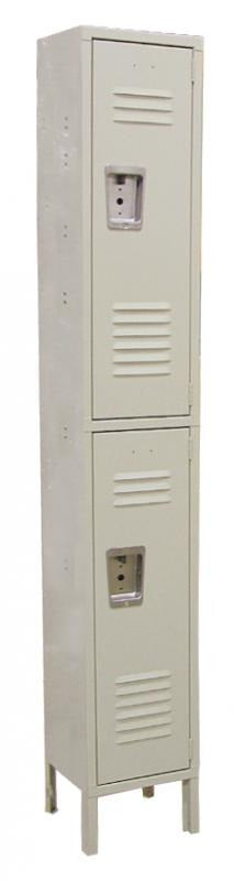Omcan 13126 12 In. 2 Tier Steel Locker, Beige, 2 Compartments, Knockdown