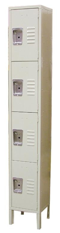 Omcan 13130 12 In. 4 Tier Steel Locker, Beige, 4 Compartments, Knockdown