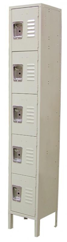Omcan 13132 12 In. 5 Tier Steel Locker, Beige, 5 Compartments, Knockdown