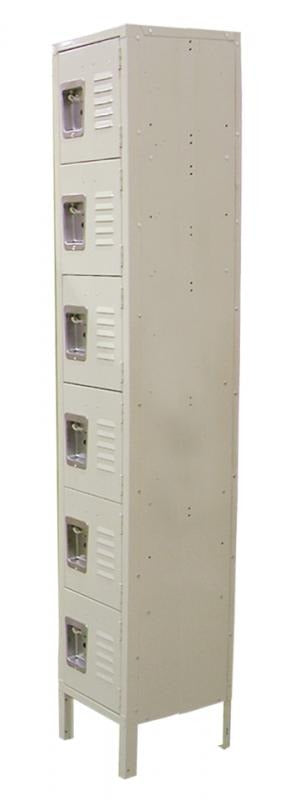 Omcan 13134 12 In. 6 Tier Steel Locker, Beige, 6 Compartments, Knockdown