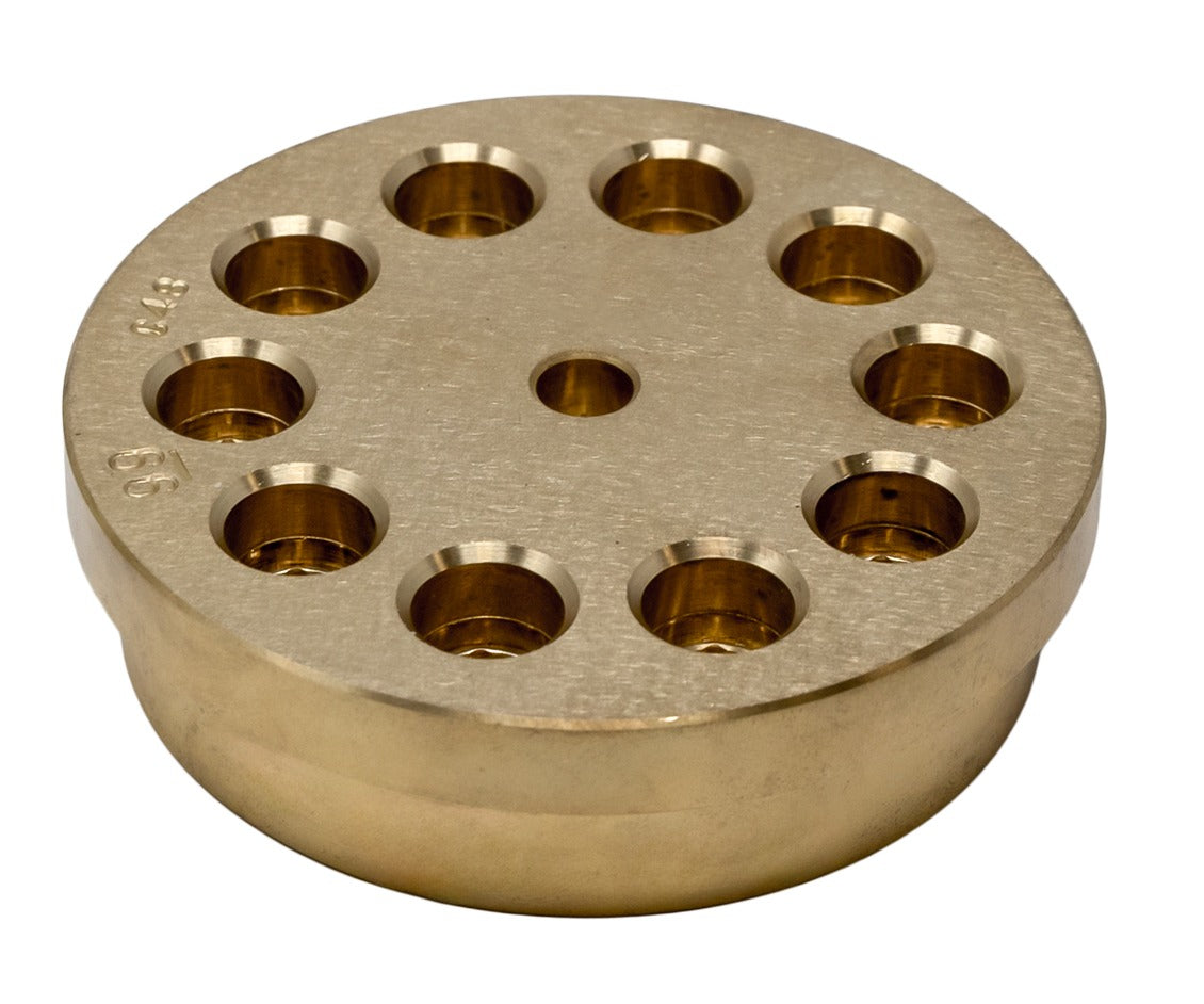 Omcan 13265 8mm Maccheroni Rigati Pasta Die, Brass, for TR110 and TRD110 Pasta Machines