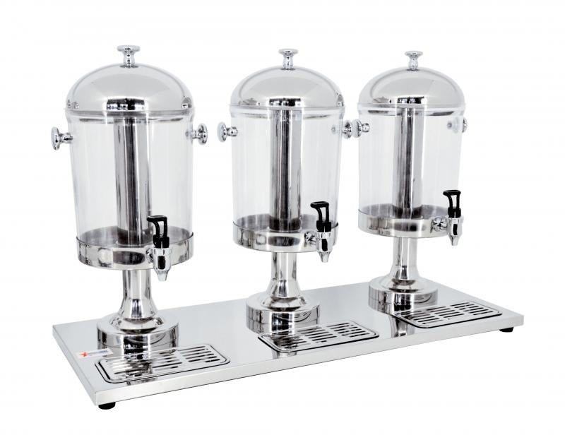 Omcan 19480 24 Qt Triple Ice Cooled Juice Dispenser, Removable Stainless Steel Ice Cylinders, Built-in Taps