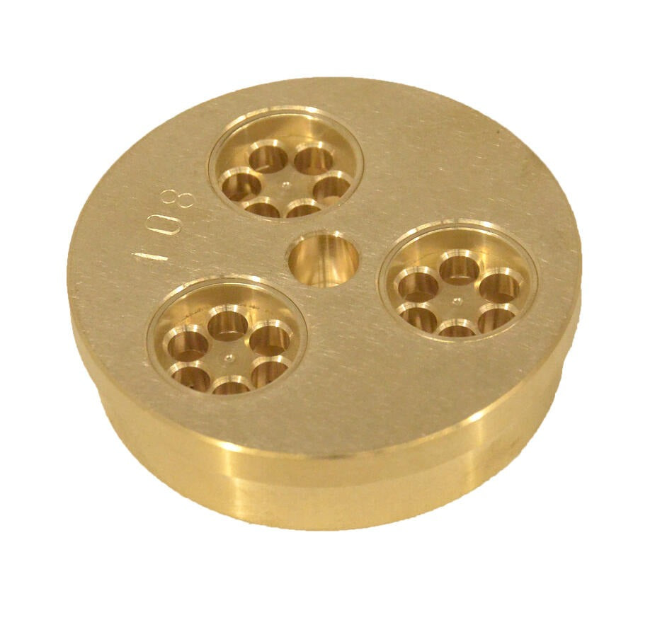 Omcan 19756 15mm Maccheroni Rigati Pasta Die, Brass, for TR75 Pasta Machine