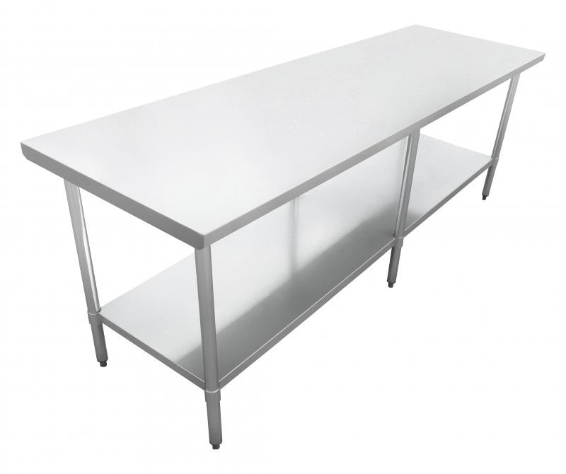 Omcan 22069 24 x 84 In. Standard Work Table, 18-Gauge 430 Stainless Steel Flat Top, Galvanized Undershelf