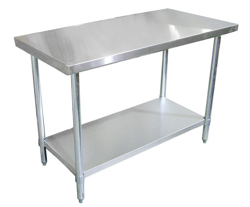 Omcan 22075 30 x 72 In. Standard Work Table, 18-Gauge 430 Stainless Steel Flat Top, Galvanized Undershelf